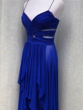 Vintage Caché Royal Blue Silk Chiffon High-low Gown
